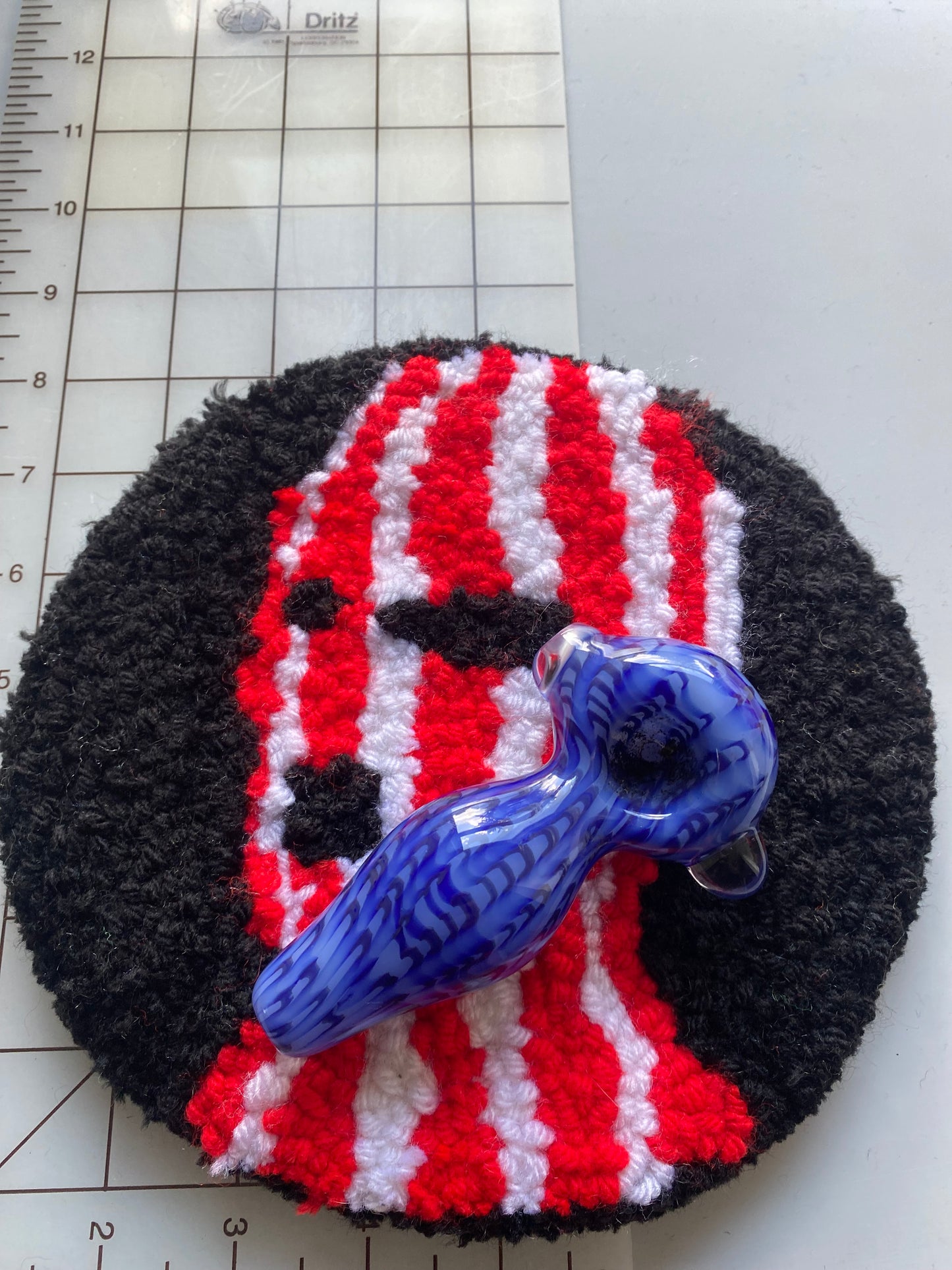 Candy Cane 8.5” Hand Tuft Carpet Bong/Pipe Display